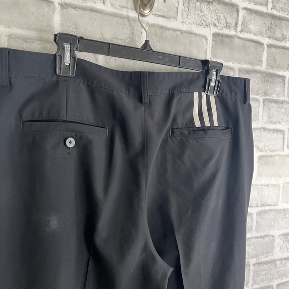 Adidas Solid Black 3 Stripe Performance Golf Pants Men 36 x 32 Polyester Stretch - Picture 4 of 10